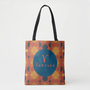 Boho Celestial Sun Moon Monogram Script Draagtas