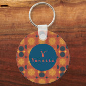 Boho Celestial Sun Moon Monogram Script Sleutelhan Sleutelhanger (Voorkant)