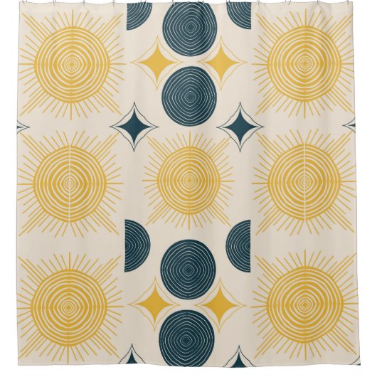 Boho Celestial Sun Moon Pattern Douchegordijn (Voorkant)