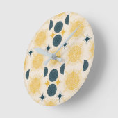 Boho Celestial Sun Moon Pattern Ronde Klok (Hoek)