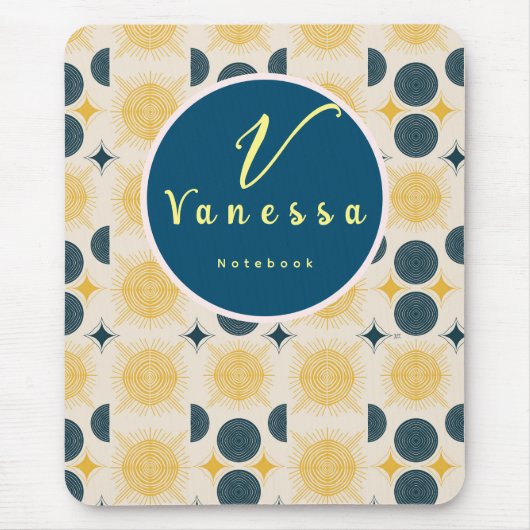 Boho Celestial Sun Moon Script Muismat (Voorkant)