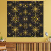 Boho Celestial Sun Stars Black Pattern Canvas Afdruk (Insitu (Woonkamer))