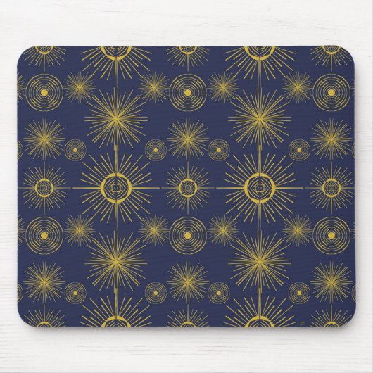 Boho Celestial Sun Stars Blue Pattern Muismat (Voorkant)