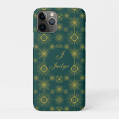 Boho Celestial Sun Stars Gepersonaliseerd Blauwgro Case-Mate iPhone Case (Achterkant)