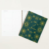 Boho Celestial Sun Stars Gepersonaliseerd Blauwgro Planner (Display)