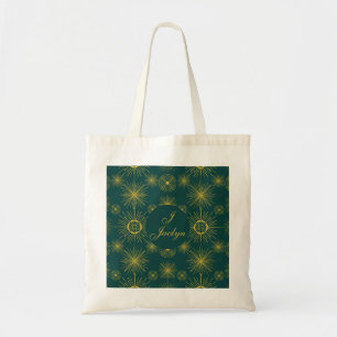 Boho Celestial Sun Stars Gepersonaliseerd Blauwgro Tote Bag