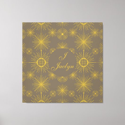 Boho Celestial Sun Stars Gepersonaliseerd grijs Canvas Afdruk (Voorkant)
