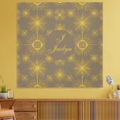 Boho Celestial Sun Stars Gepersonaliseerd grijs Canvas Afdruk (Insitu (Woonkamer))