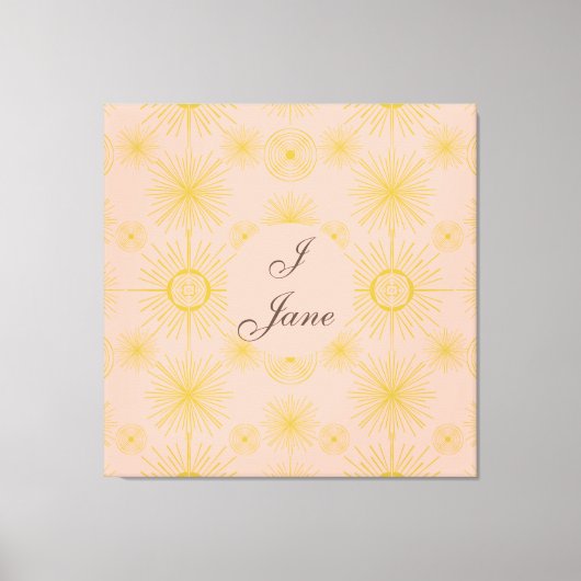 Boho Celestial Sun Stars Gepersonaliseerd roze Canvas Afdruk (Voorkant)