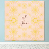 Boho Celestial Sun Stars Gepersonaliseerd roze Canvas Afdruk (Insitu (Houten vloer))