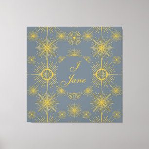 Boho Celestial Sun Stars Gepersonaliseerde Vintage Canvas Afdruk