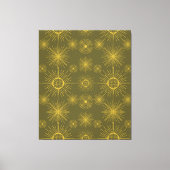 Boho Celestial Sun Stars Green Pattern Canvas Afdruk (Voorkant)