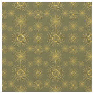Boho Celestial Sun Stars Green Pattern Stof