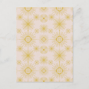 Boho Celestial Sun Stars Ivory Pattern Briefkaart