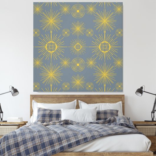 Boho Celestial Sun Stars  Pattern Canvas Afdruk (Insitu (Slaapkamer))