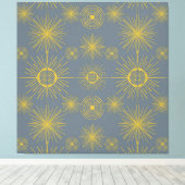 Boho Celestial Sun Stars  Pattern Canvas Afdruk (Insitu (Houten vloer))