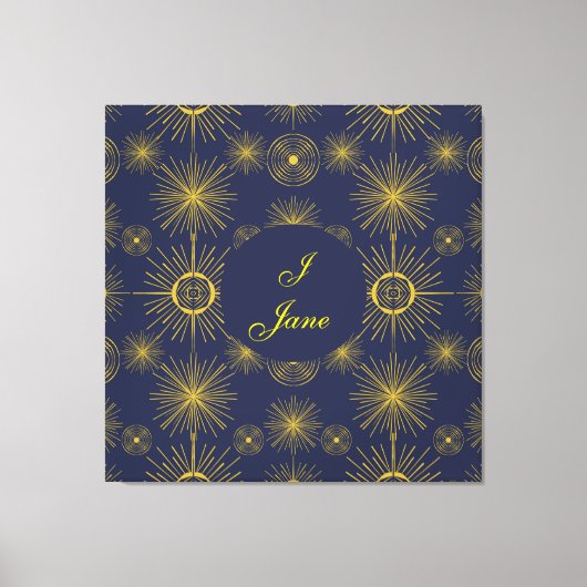 Boho Celestial Sun Stars Personalized Blue Canvas Afdruk (Voorkant)