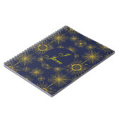 Boho Celestial Sun Stars Personalized Blue Notitieboek (Linkerzijde)