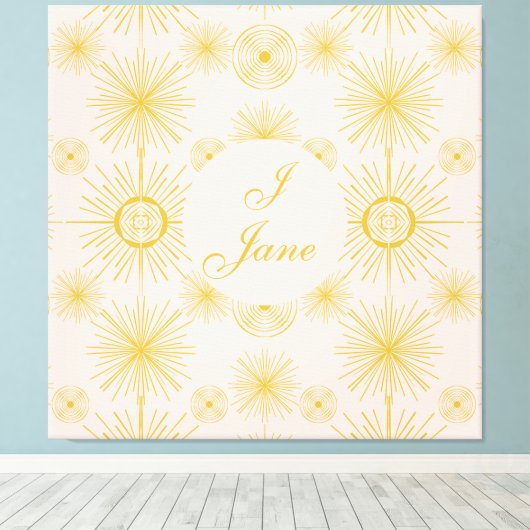 Boho Celestial Sun Stars Personalized Ivory Canvas Afdruk (Insitu (Houten vloer))