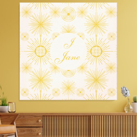 Boho Celestial Sun Stars Personalized Ivory Canvas Afdruk (Insitu (Woonkamer))