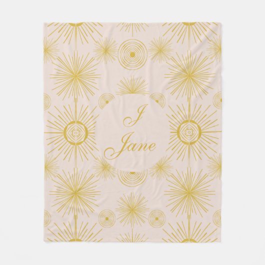 Boho Celestial Sun Stars Personalized Ivory Fleece Deken (Voorkant)