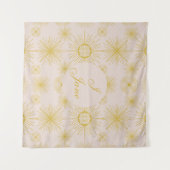 Boho Celestial Sun Stars Personalized Ivory Wandkleed (Voorkant (horizontaal))