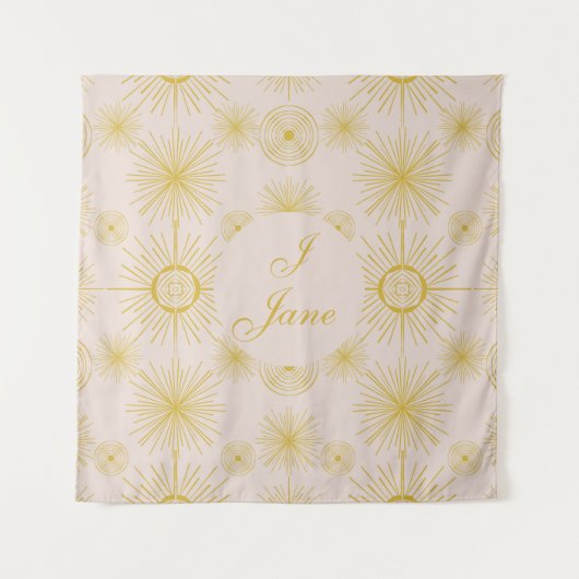 Boho Celestial Sun Stars Personalized Ivory Wandkleed (Voorkant)