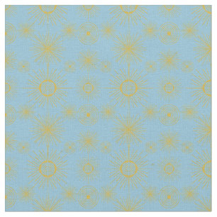 Boho Celestial Sun Stars Sky Blue Stof