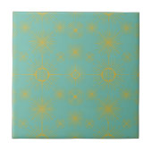 Boho Celestial Sun Stars Turquoise Pattern Tegeltje (Voorkant)