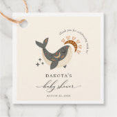 Boho Celestial Whale Baby shower Bedankjes Labels (Voorkant)