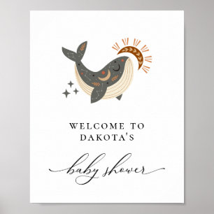 Boho Celestial Whale Baby shower Welkom Poster