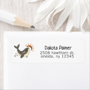 Boho Celestial Whale Return Address Etiket