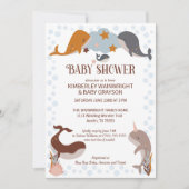 Boho Celestial Whales Star Baby shower Invitation (Devant)