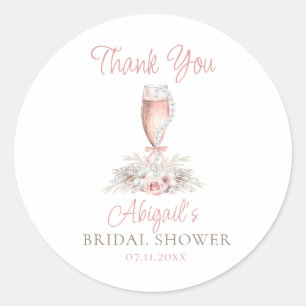Boho Champagneglas Parels&P prosecco Bruiloftsfees Ronde Sticker