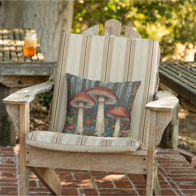Boho  champignons bos buitenkussen (Stoel)