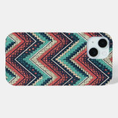 Boho Chevron Pattern | Blauwgroen, Koraal & Crème Case-Mate iPhone Case (Achterkant (horizontaal))