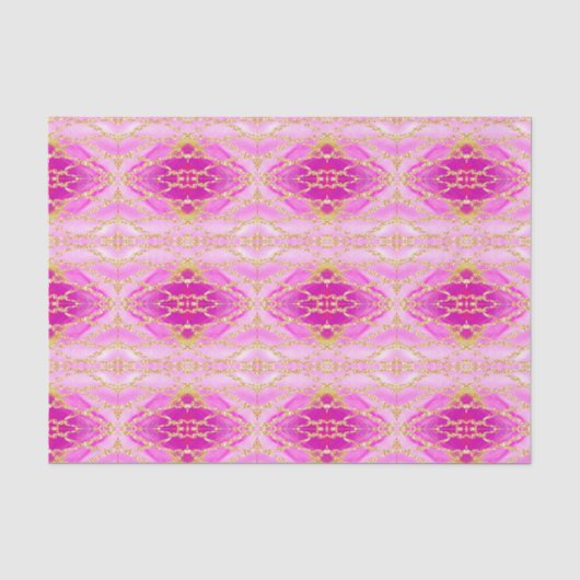 Boho Chic Abstract Pink en Gold Pattern Tissuepapier (Voorkant)