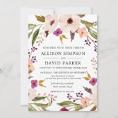 Boho Chic | Aquarelle Faire-part de mariage floral (Devant)