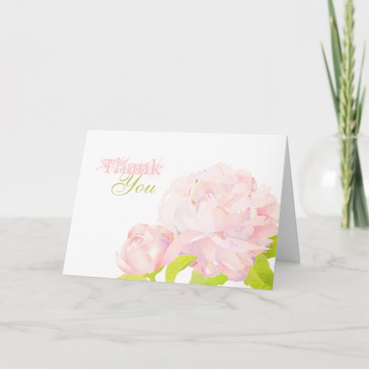 Boho Chic Aquarelle Peony Mariage Merci (Devant)