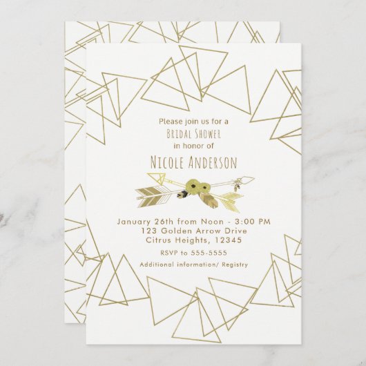 Boho Chic Arrows & Gold Geometric Triangles Modern Kaart (Voorkant / Achterkant)