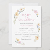 Boho chic Baby in florom baby shower Invitation (Devant)