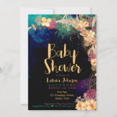 Boho Chic Baby shower Bohemian Floral & Feathers (Voorkant)