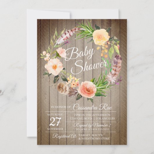 Boho Chic baby shower uitnodiging (Voorkant)