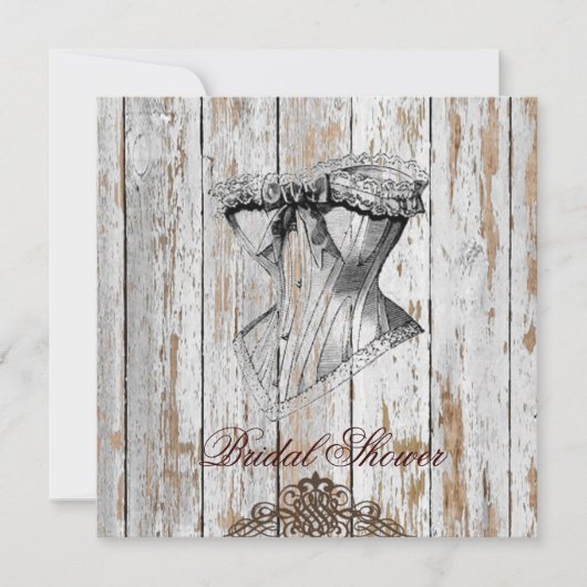 boho chic barn wood rustige country bruiloft kaart (Voorkant)