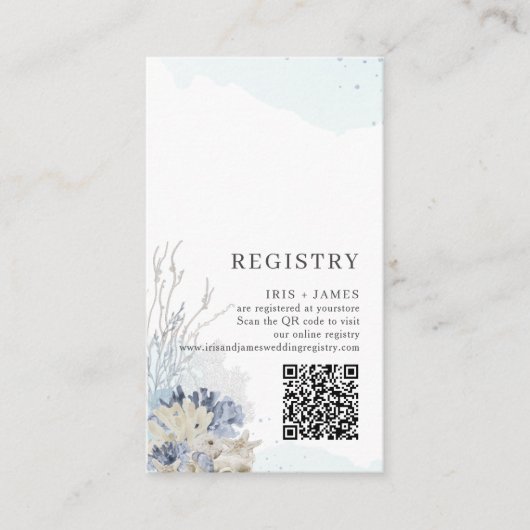 Boho Chic Beach Nautische bruiloft QR Gift Registr Informatiekaartje (Voorkant)