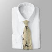 Boho Chic beige Damask Paris Eiffel Tower Stropdas (Gebonden)