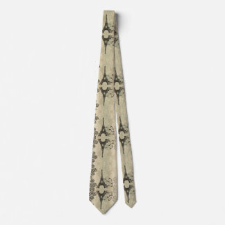 Boho Chic beige Damask Paris Eiffel Tower Stropdas