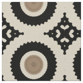 Boho Chic Black & Beige Geometric Pattern Stof (Close Up)