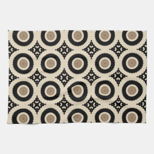 Boho Chic Black & Beige Geometric Pattern Theedoek