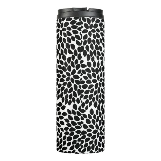 Boho Chic Black en White Abstract Floral Pattern Thermosbeker (Achterkant)